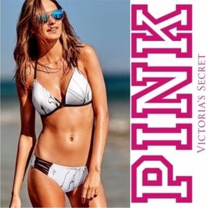 PINK marble bikini bottoms Large